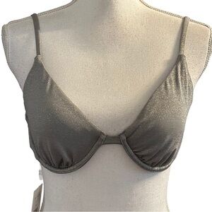 NEW Andie Swim The Sicily‎ Bikini Top Women’s SZ Medium in Silver Shimmer